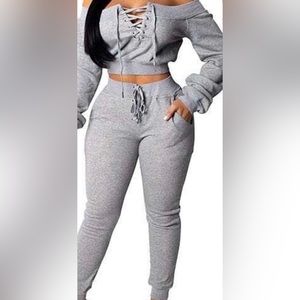 2 piece jogger coord set Grey color from Hint Fashions Brand Sizes: S M L XL 2XL